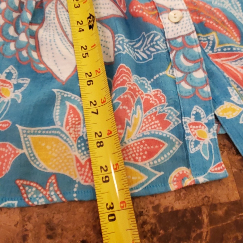 Ruby Rd. Woman Top 1X Blu Floral Rayon blend ButtonUp Blouse Resort Beach Casual - Picture 8 of 13